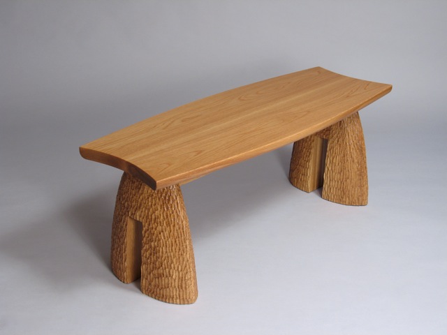 outdoor bench, custom bench, custom made furniture, contemporary, design, carved, white oak, David Hurwitz, handmade, handcrafted, fine furniture, wood, fine woodworking, Vermont, Vermont studio furniture, penofin verde, montshire museum of science 
